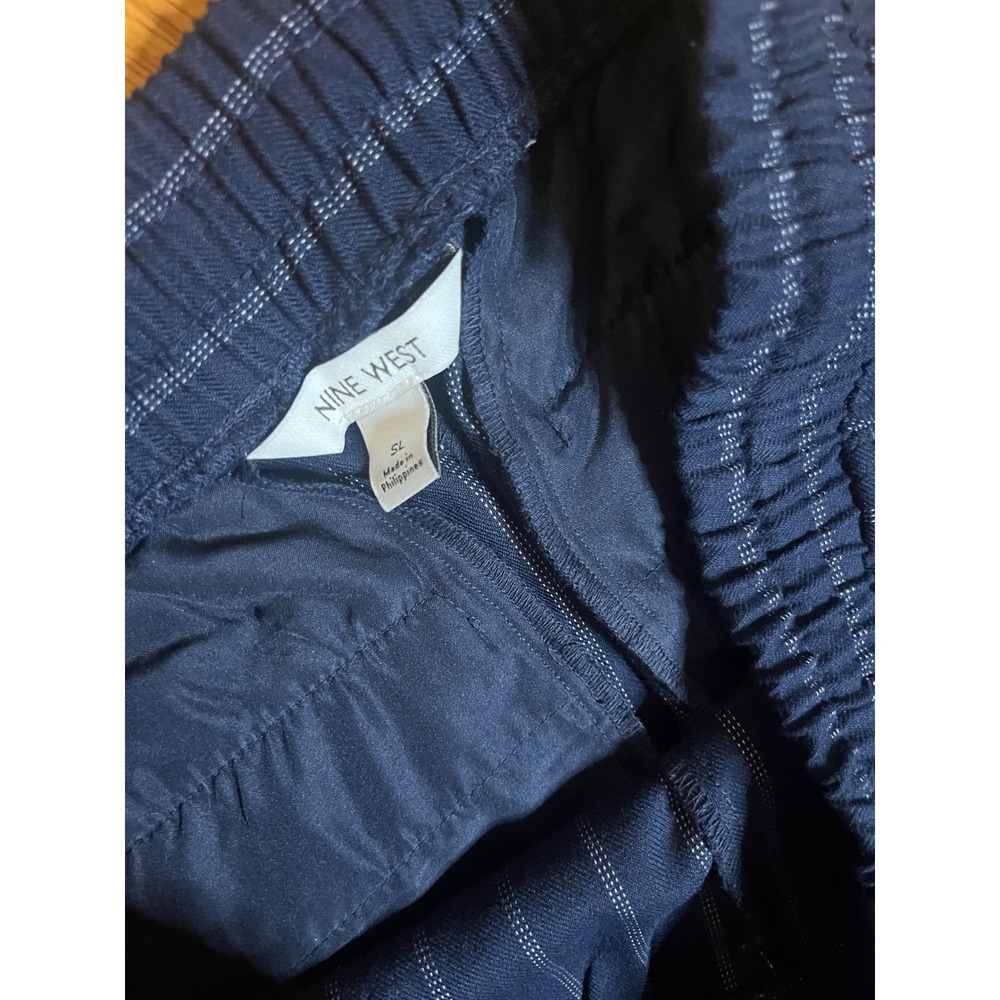 Nine West Women Navy Pinstripe Jogger Pants Elastic Waist Drawstring S Long - Picture 4 of 6